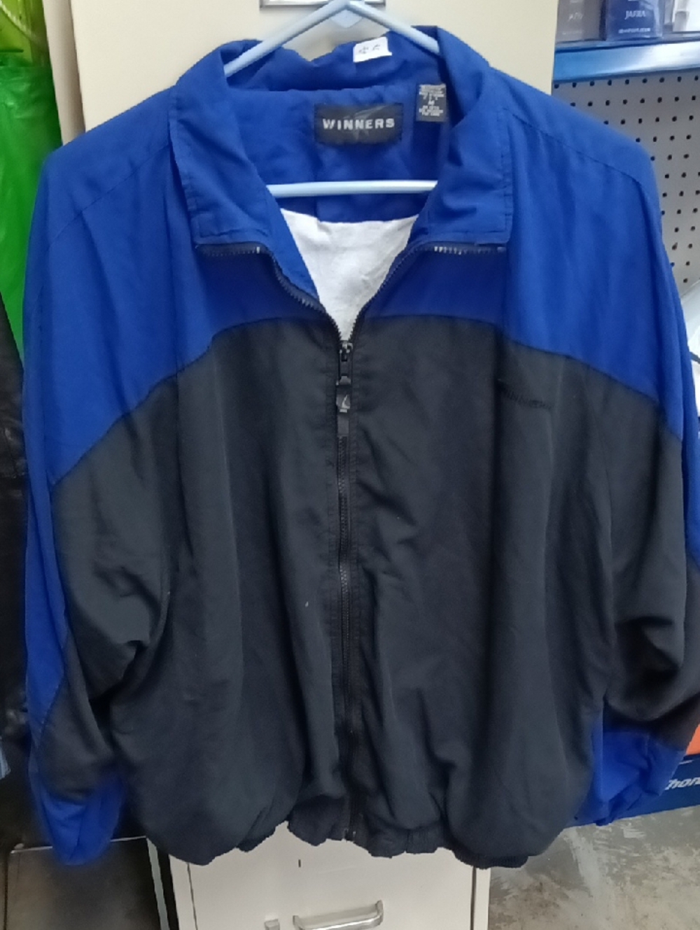 Men's Blue and Black Colorblock Windbreaker Jacket